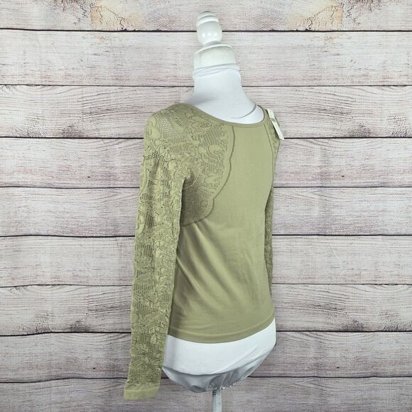 Anthropologie Eyelet Long Sleeve Boat Neck Compression Top NWT Small - Picture 3 of 8